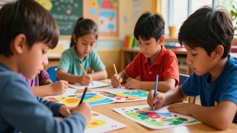 Aula vibrante: niños creando con arte cinematográfico