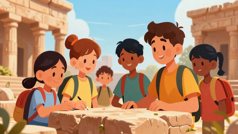 Proyectos escolares Sexto grado de Primaria 2025-2026 24 Niños curiosos exploran ruinas antiguas con color