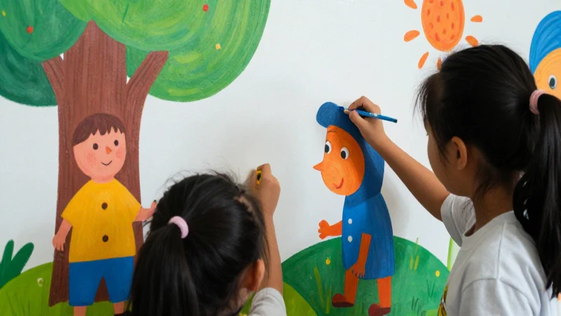 Proyectos escolares Tercer grado de Primaria (2025-2026) 25 Niños colaboran en un mural colorido y vivo