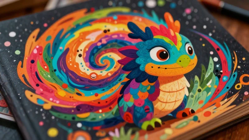 Alebrije vibrante, colorido y dinámico en primer plano
