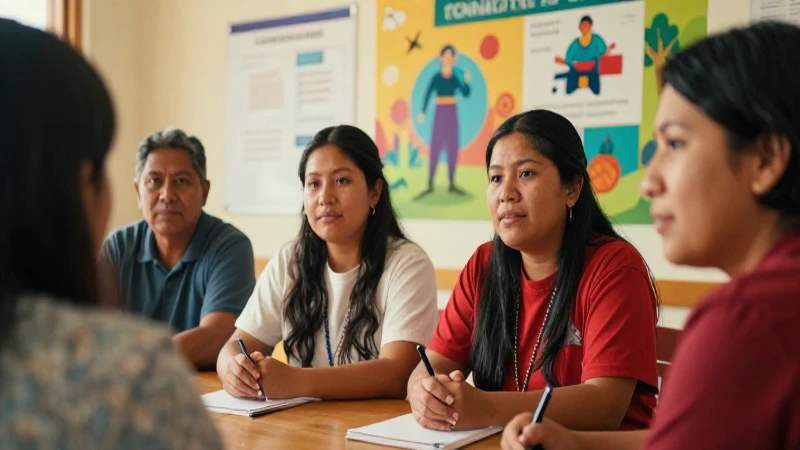 Líderes indígenas reunidos en ilustración académica