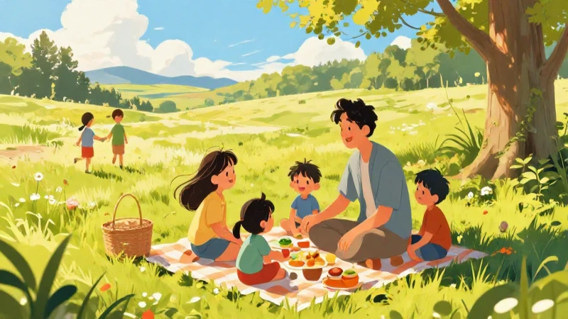 ¡GRACIOSA! La GENTE POBRE y su LIBERTAD en Vaca Alegre 8 Familia feliz en campo soleado y colorido