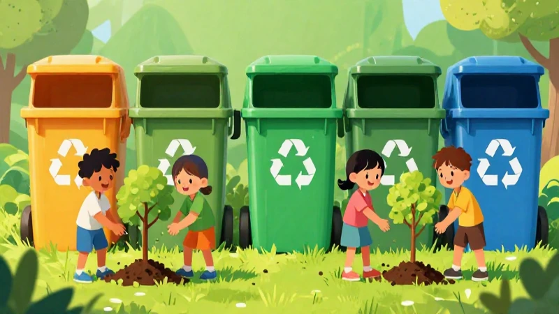 Ilustración didáctica y colorida sobre reciclaje