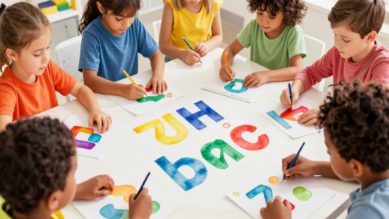 Niños aprenden letras con arte vibrante