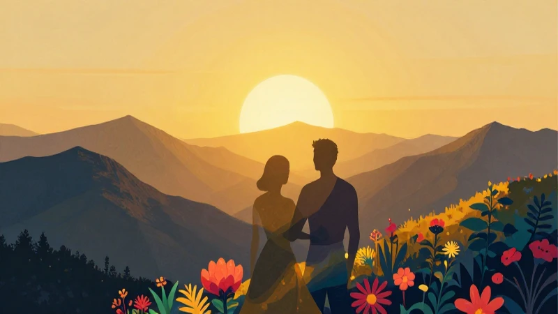 Atardecer dorado sobre montañas, arte académico vibrante
