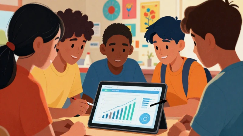 Adolescentes diversos estudian ciencia con ilustraciones vibrantes