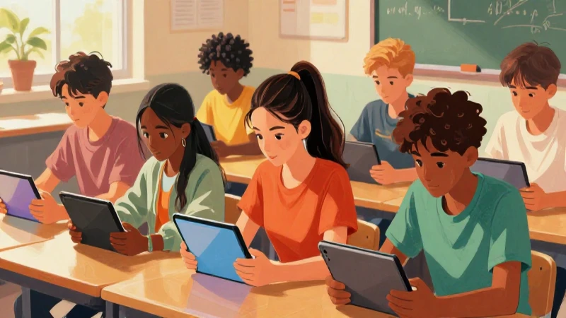 Estudiantes diversos aprenden en un aula vibrante