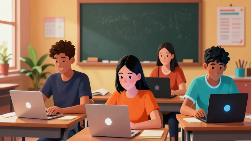 Estudiantes mexicanos aprenden en línea con laptops
