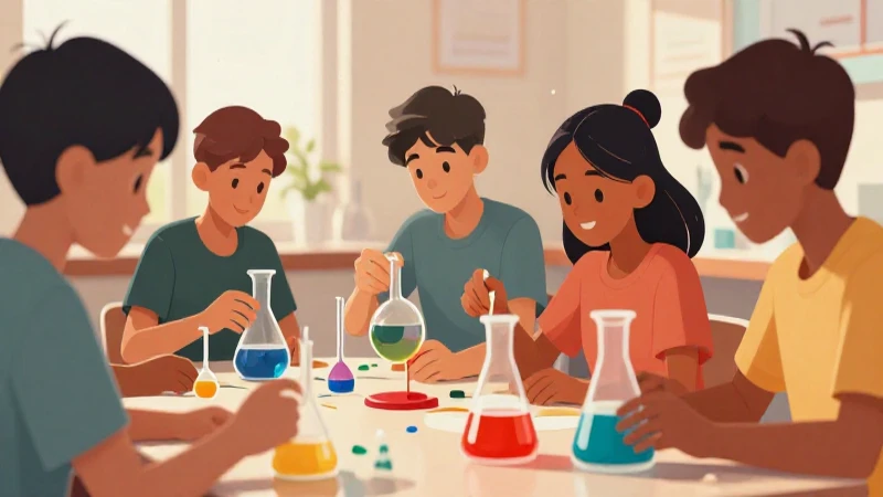 Adolescentes diversos realizan experimentos científicos vibrantes