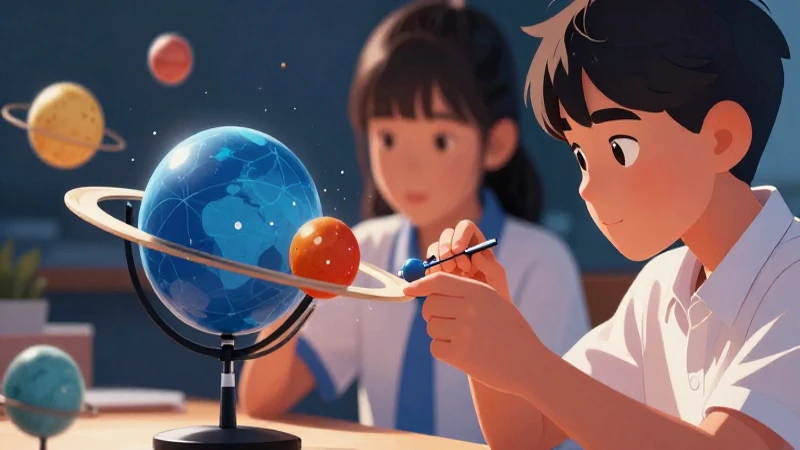Dos estudiantes exploran el sistema solar