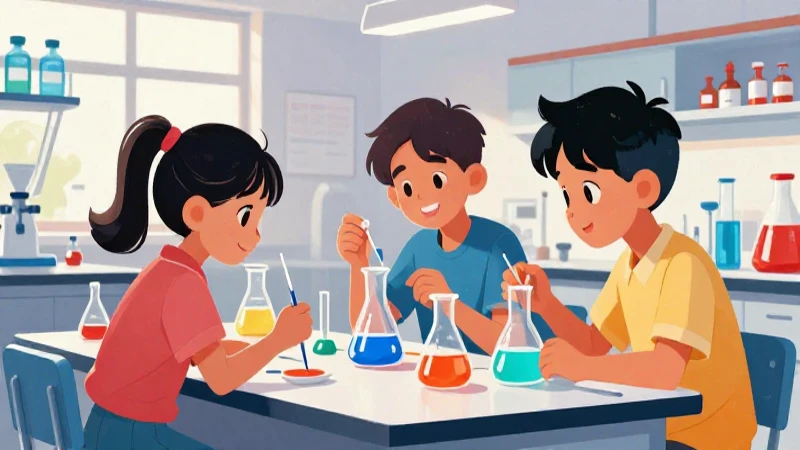 Estudiantes exploran ciencia en laboratorio colorido