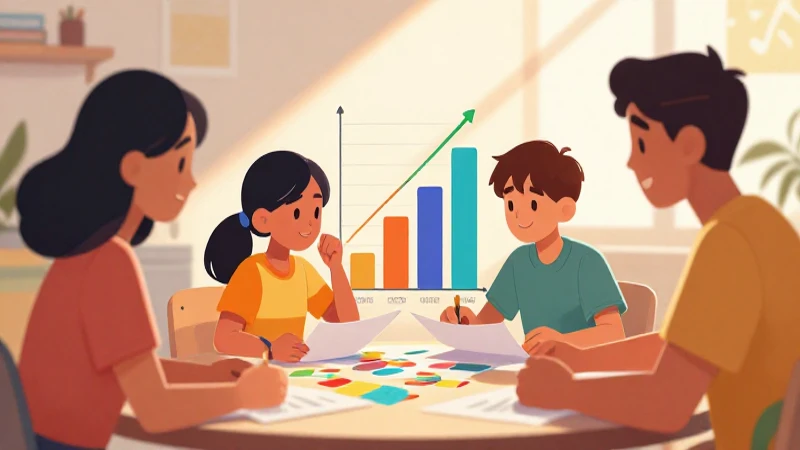 Ilustración didáctica muestra familias planificando su futuro