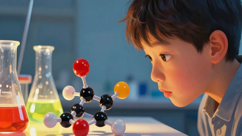SABERES y PENSAMIENTO CIENTÍFICO: ¡Descubre su IMPORTANCIA! 11 Niño observa un modelo molecular brillante