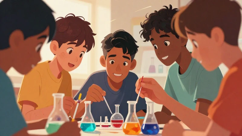 Estudiantes colaboran en experimento científico brillante