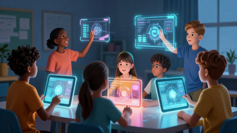 Niños aprenden con arte holográfico vibrante
