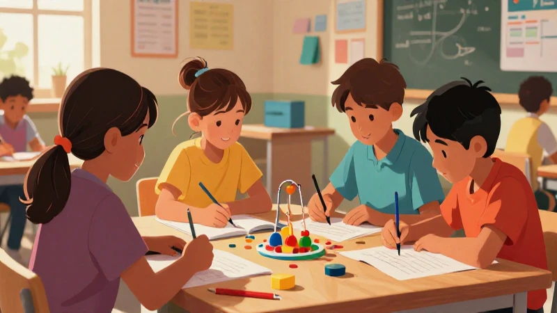 Niños colaboran en proyecto STEM colorido