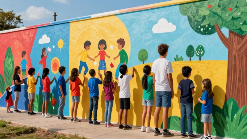 Mural infantil colorido y educativo