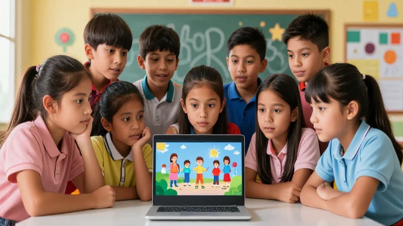 Estudiantes observan una película en el portátil