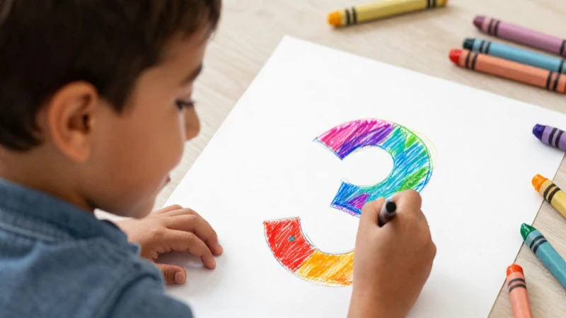 Niño aprende números con arte educativo