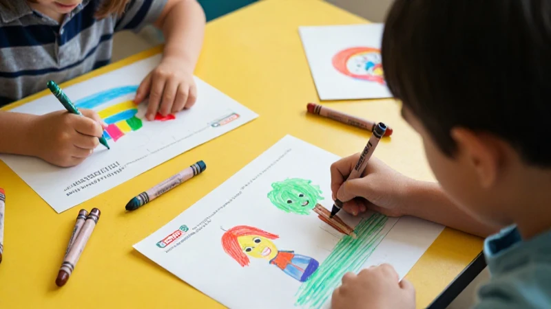 Trazos y números Segundo grado de Primaria (2025-2026) 24 Niños dibujan con crayones en clase