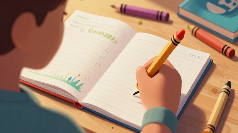Trazos y palabras Segundo grado de Primaria 2025-2026 25 Dibujo infantil vibrante con material escolar