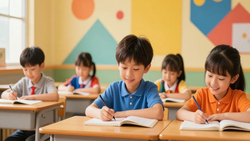 Trazos y palabras Segundo grado de Primaria 2025-2026 16 Ilustración vibrante y educativa de niños aprendiendo