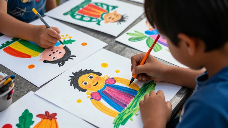 Trazos y palabras Segundo grado de Primaria 2025-2026 26 Niños pintan con arte colorido y profesional