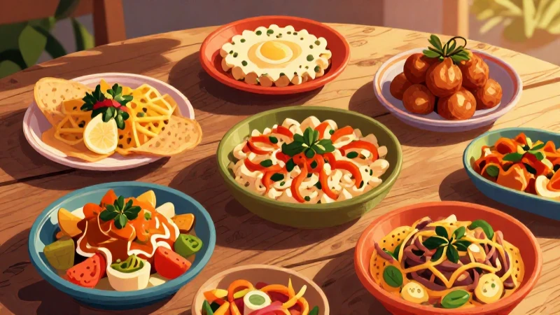 Transforma tu Cocina: Secretos de un Libro Sin Recetas 14 Comida mexicana vibrante en estilo ilustrativo