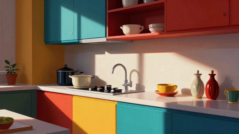 Transforma tu Cocina: Secretos de un Libro Sin Recetas 15 Cocina moderna vibrante con iluminación dramática