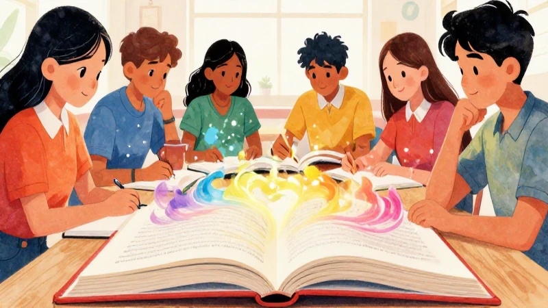Ilustración vibrante captura aprendizaje diverso y mágico
