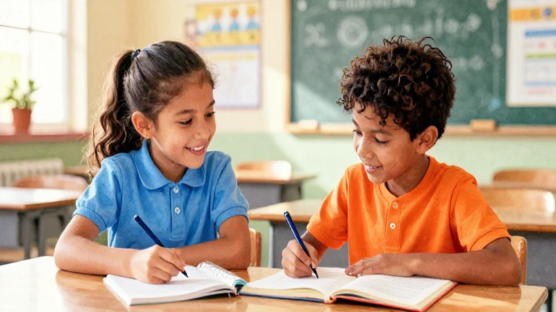 Niños diversos aprenden en aula soleada