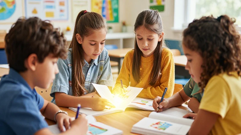 Niños diversos estudian con arte académico brillante