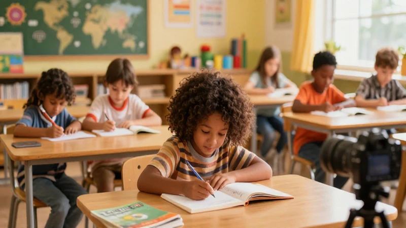 Niños diversos aprenden en una ilustración dinámica