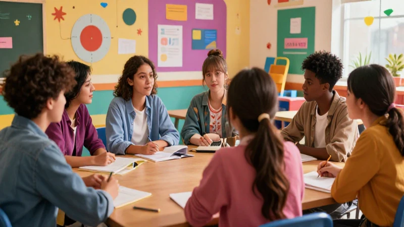 Aula diversa y vibrante con ilustración