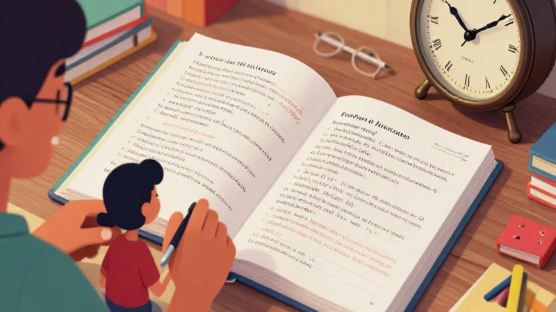 Ilustración colorida y estilizada de estudio gramatical