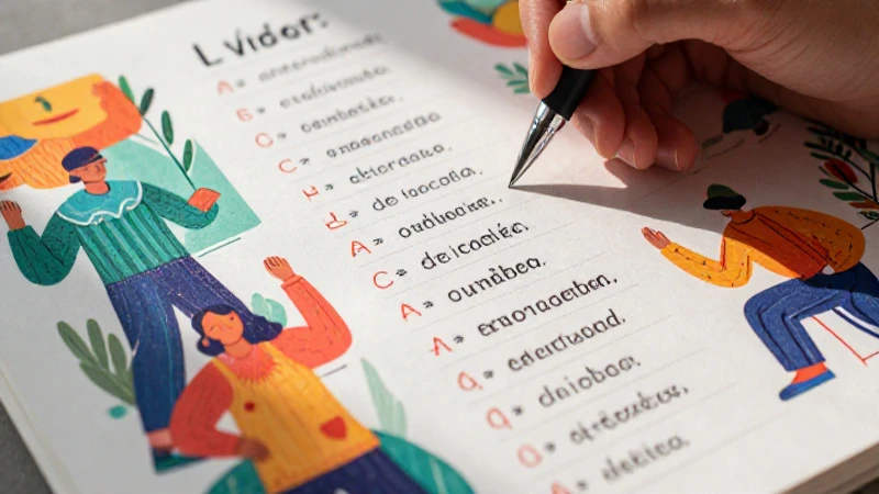 Ilustración vibrante y académica de verbos españoles